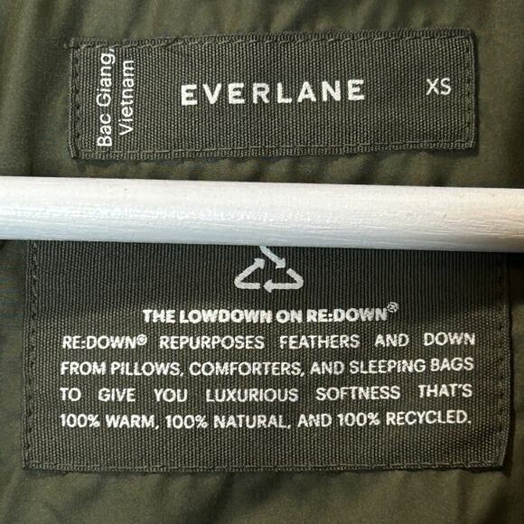 Everlane Puffer Down Filled Bomber Coat Green Women XS Pockets - Picture 3 of 14